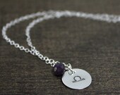 Stamped Zodiac Necklace - Sterling Silver - September Libra