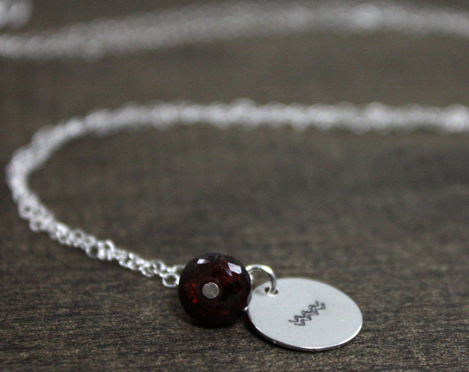 January Aquarius Zodiac Necklace - Sterling Silver, Birthstone