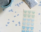 watercolor stripes mini heart stickers in ocean