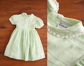 Vintage 60s Mint Green Girls Dress . Special Occasion . 6 . Flower Girl
