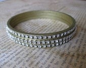 Sparkle and Shine - mixed metal Swarovski crystal rhinestone bangle bracelet