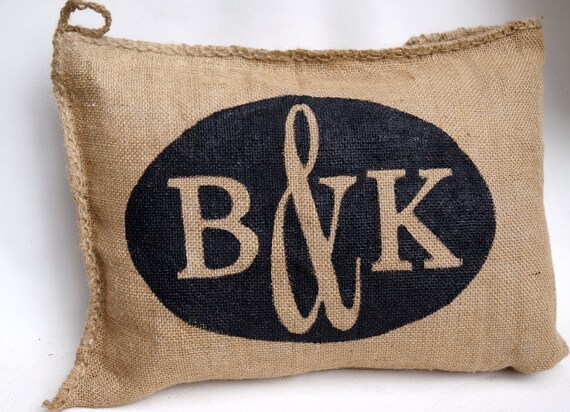 Burlap Charley Pillow - Couple Monogram