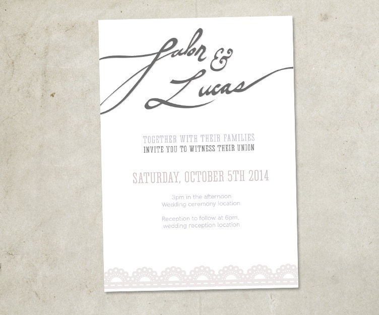 Custom printable wedding invitation