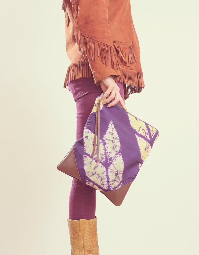 BOHO CLUTCH. Oversized Clutch. Eggplant Purple Bag. Foldover Clutch.