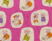 Nursery Versery  Little Piggies Hot Pink  by Heather Ross Fabrics, 1/2 Yard, Sale