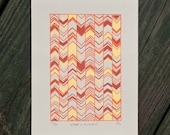 red and yellow chevron silkscreen print. - exit343design