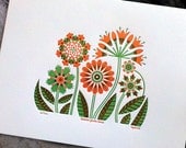 Summer Garden Print - orange/green