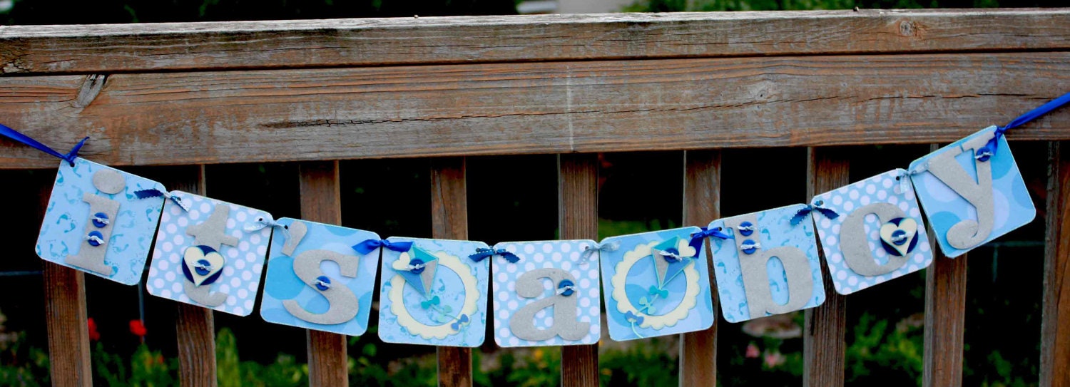 Baby Shower Decoration - It's a Boy banner - party garland - baby boy Il_570xn