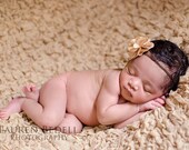 Headbands / Baby Headband / Baby Girl Headbands / Newborn Headband / Flower headband  ASPEN Satin PUFF Flower Elastic Headband In Gold