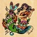Tattoo Mermaid PURA VIDA Mexican Folk Art Print 8 x 10