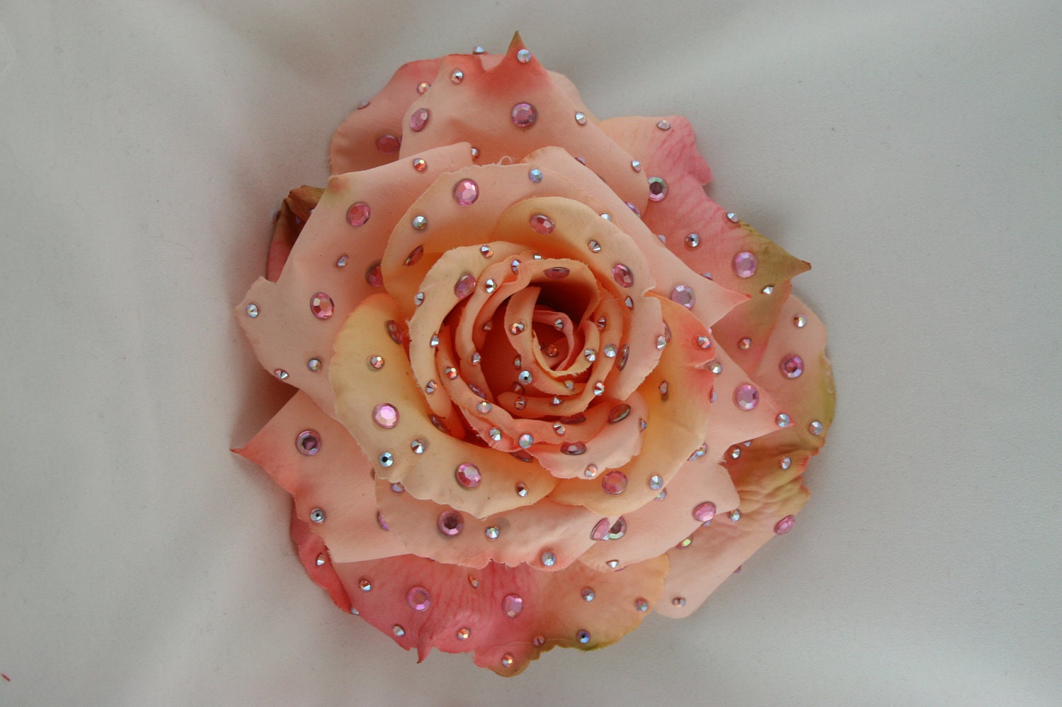 Sparkling Large Peachy Pink Silk Rose
