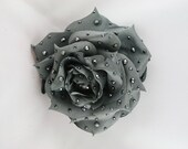 Sparkling Grey Silk Rose Hair or Anywhere Clip
