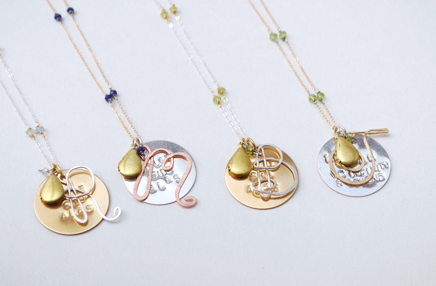 gemstone custom initial locket necklace goodness