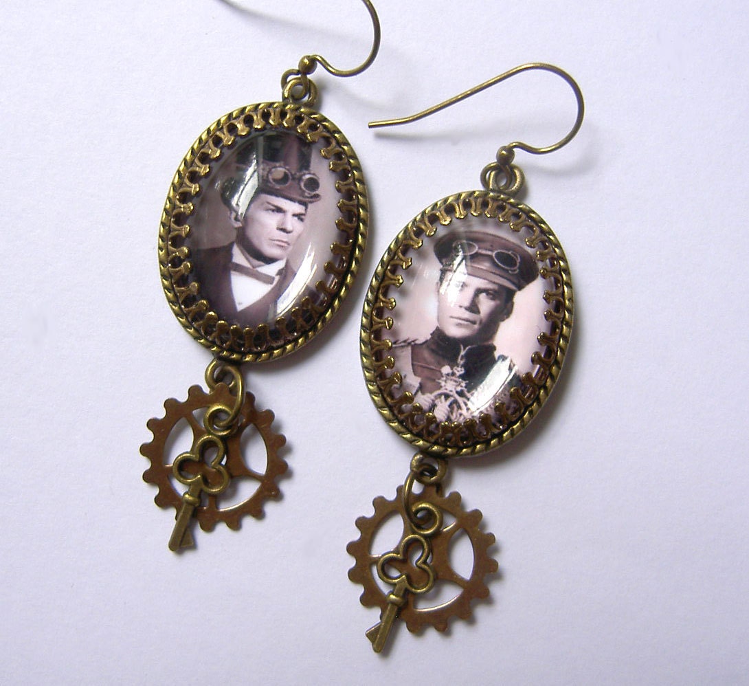 Captain and First Officer - Steampunk Earrings with a Twist