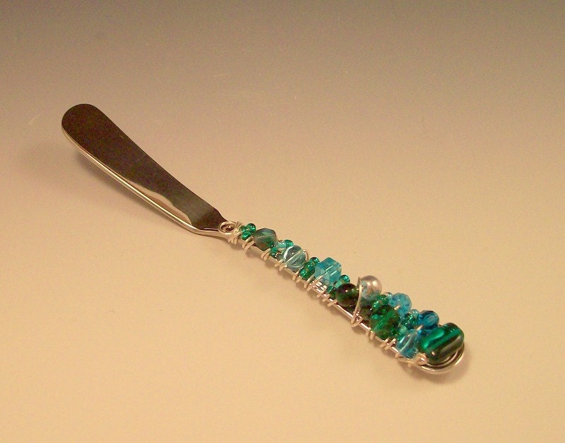 Hand Beaded Stainless Steel Butter, Cheese, or Pate Spreader