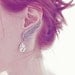 Silver Dangle Wing Earrings Swarovski Crystal Drop Clip On SILVER Bridal Jewelry