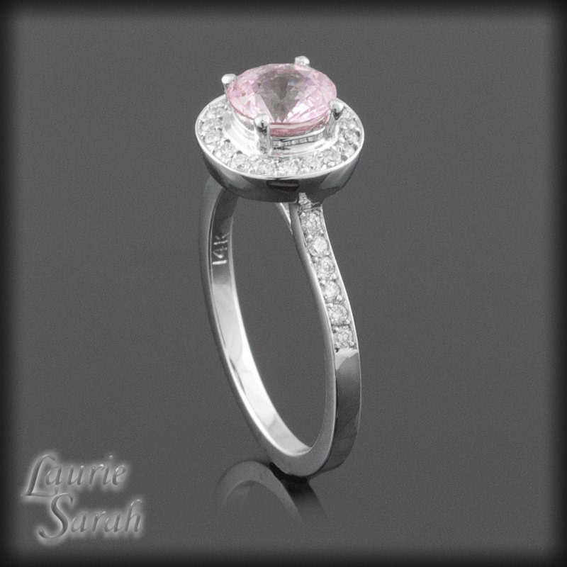 Cotton Candy Pink Sapphire Ring with Diamond Halo - LS2202
