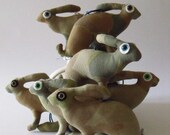 Drive Safe with baby hare soldier military Hare tiny Ornament Soft Sculpture in Aussie Army cams fabric for your rear view mirror charm