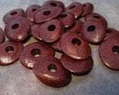 10 BITTER CHOCOLATE Mykonos Greek Ceramic 13mm Cornflake Beads