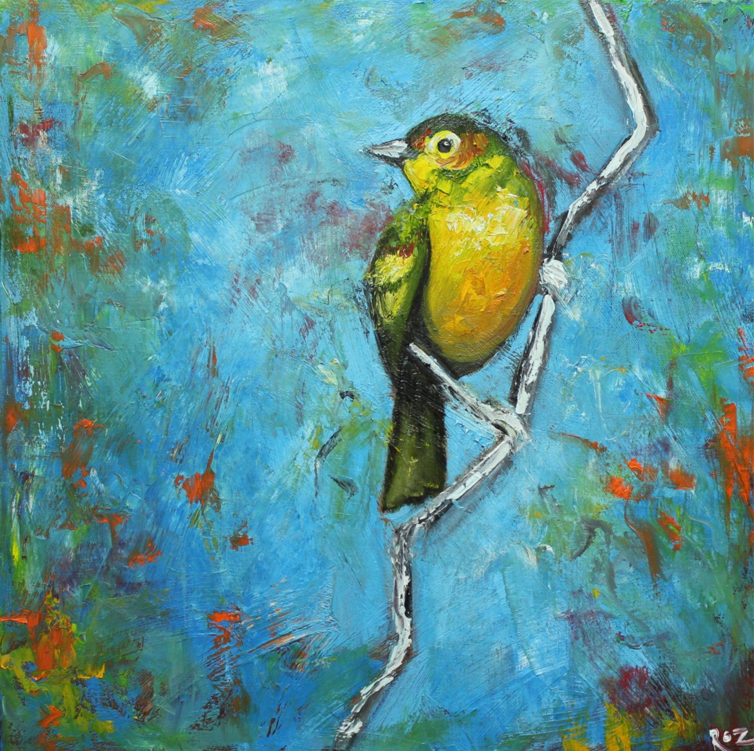 Bird 81 10x10 inch Print from oil painting by Roz