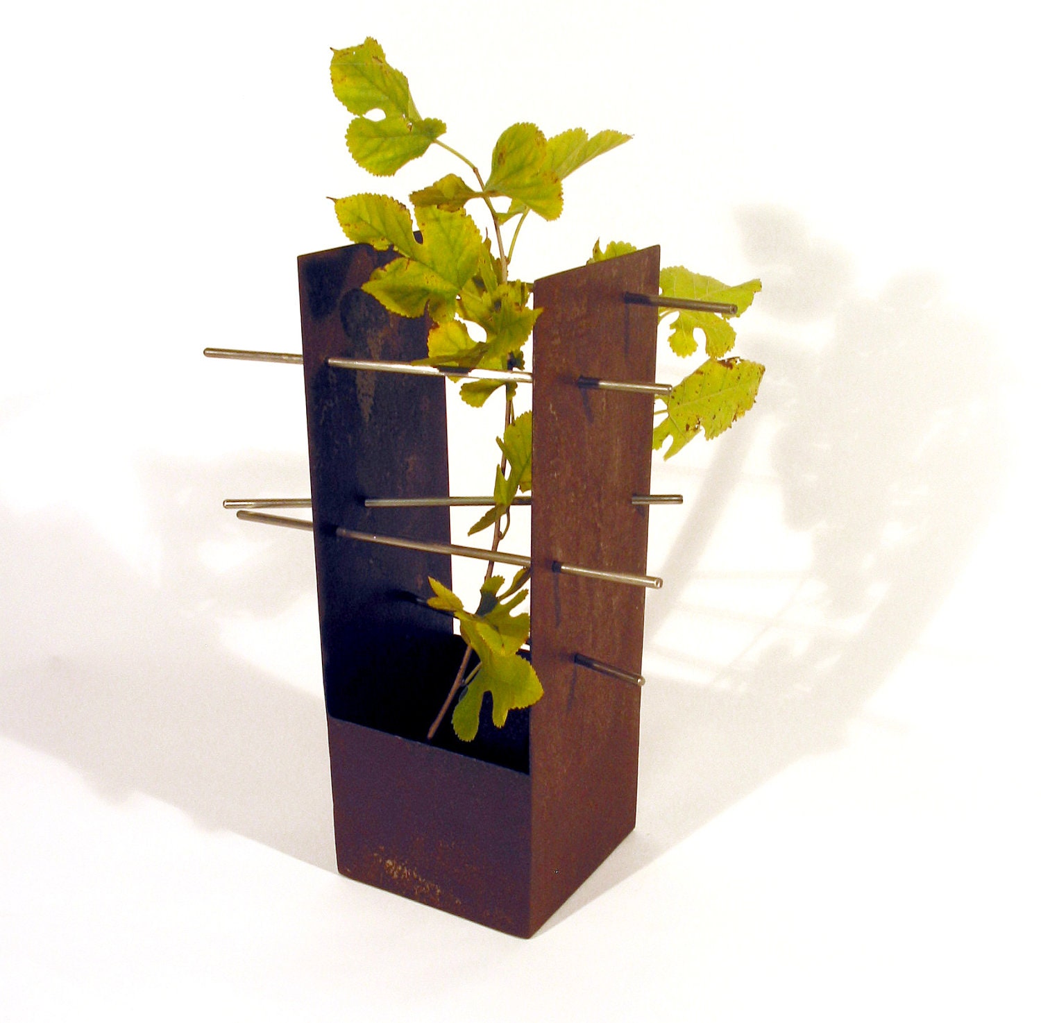 Pierce Modern Steel Vase No. 1 with rust patina