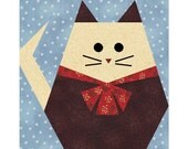 Fat Cat paper pieced quilt block pattern INSTANT DOWNLOAD PDF
