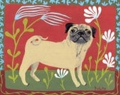 Pug ACEO/ Art Trading Card Mini Print Folk Art Animal Card