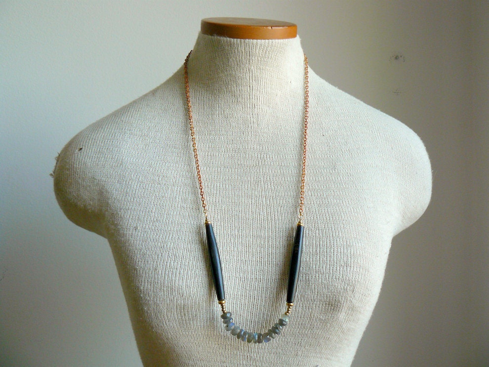 Labradorite and Horn Strand Necklace
