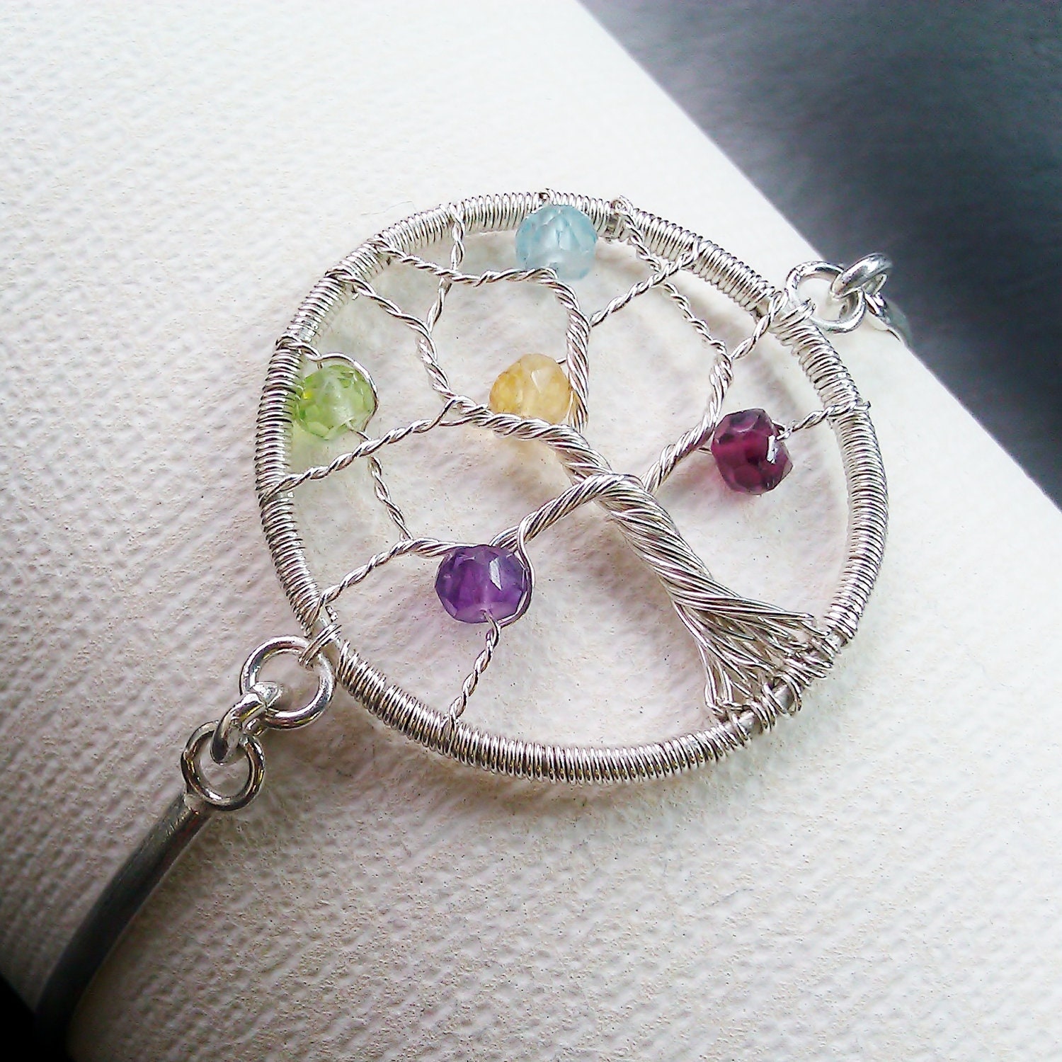 Personalized Tree of Life Bracelet, Family Birthstone Bracelet, Mother's Jewelry, Family Tree with Gemstones