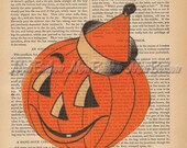 Vintage Halloween Pumpkin Encyclopedia Digital Collage Art Print - DIY You Print - Jack 0 Lantern - INSTANT DOWNLOAD