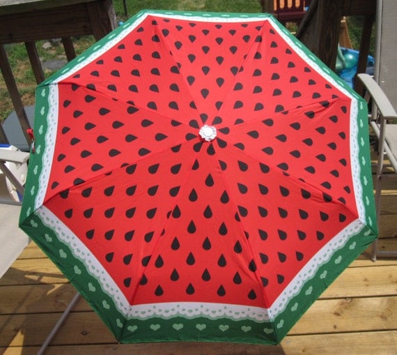 LAST ONE Watermelon and Lace Umbrella