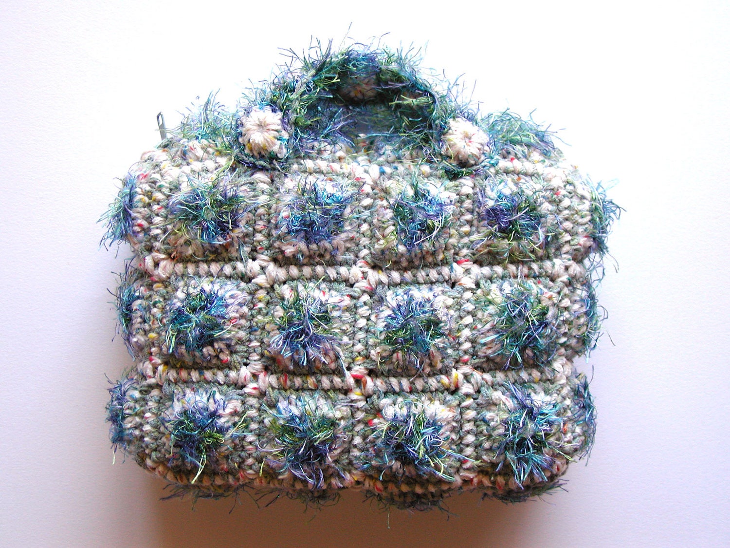 Mini Box-Bag: soft & multicolor, in shades of white, denim blue, green and yellow