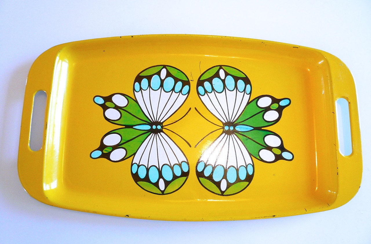 Mod Yellow Graphic Butterfly Tray