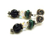 Vintage Boho Post Earrings / Post Vintage Earrings / Rustic Woodland Retro / Gemstone Vintage Boho Earrings