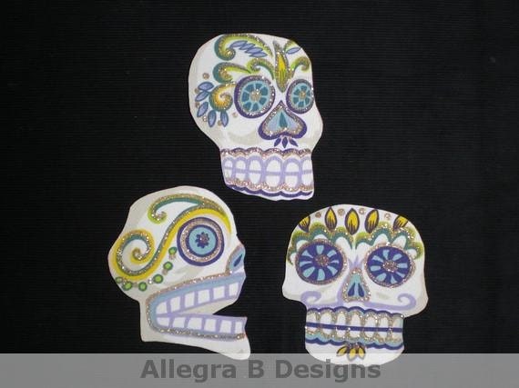Day of the Dead Sugar Skull Iron on Patches Rockabilly Applique DIY No Sew Alexander Henry Fabric