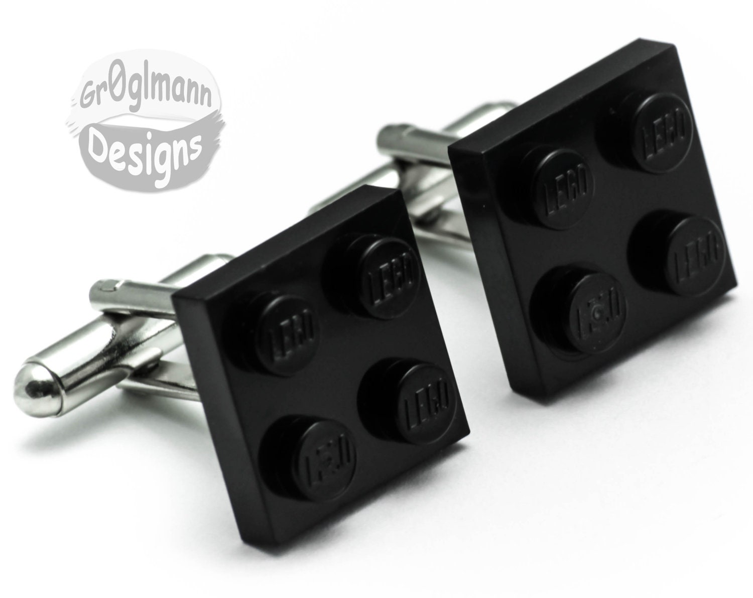 Jet Black Tile Cufflinks :) made with LEGO bricks