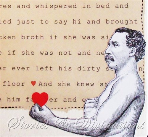 Valentine Heart - Husbands and Love - Vintage Card for Brilliant Men - Retro Love - Handmade Vintage Collage Card