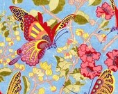 One Decorative Throw Pillow Cover - Melissa White Fabric, Fairytale Garden, Butterfly Carnival Blue - 18 x 18