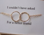 Eternity Gold Circle Bracelet & Card Set - Interlocking links, Endless,Karma Halo bracelet, Lovely Gift, Best Friend, Bridal, Best Friends