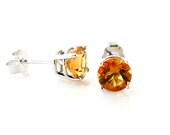 14K Citrine Earrings 6mm Gold Studs Gemstone Stud Earrings 14K White or Yellow Gold November Birthstone Earrings