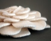 Large Ivory Cashmere Felt Rose Brooch
