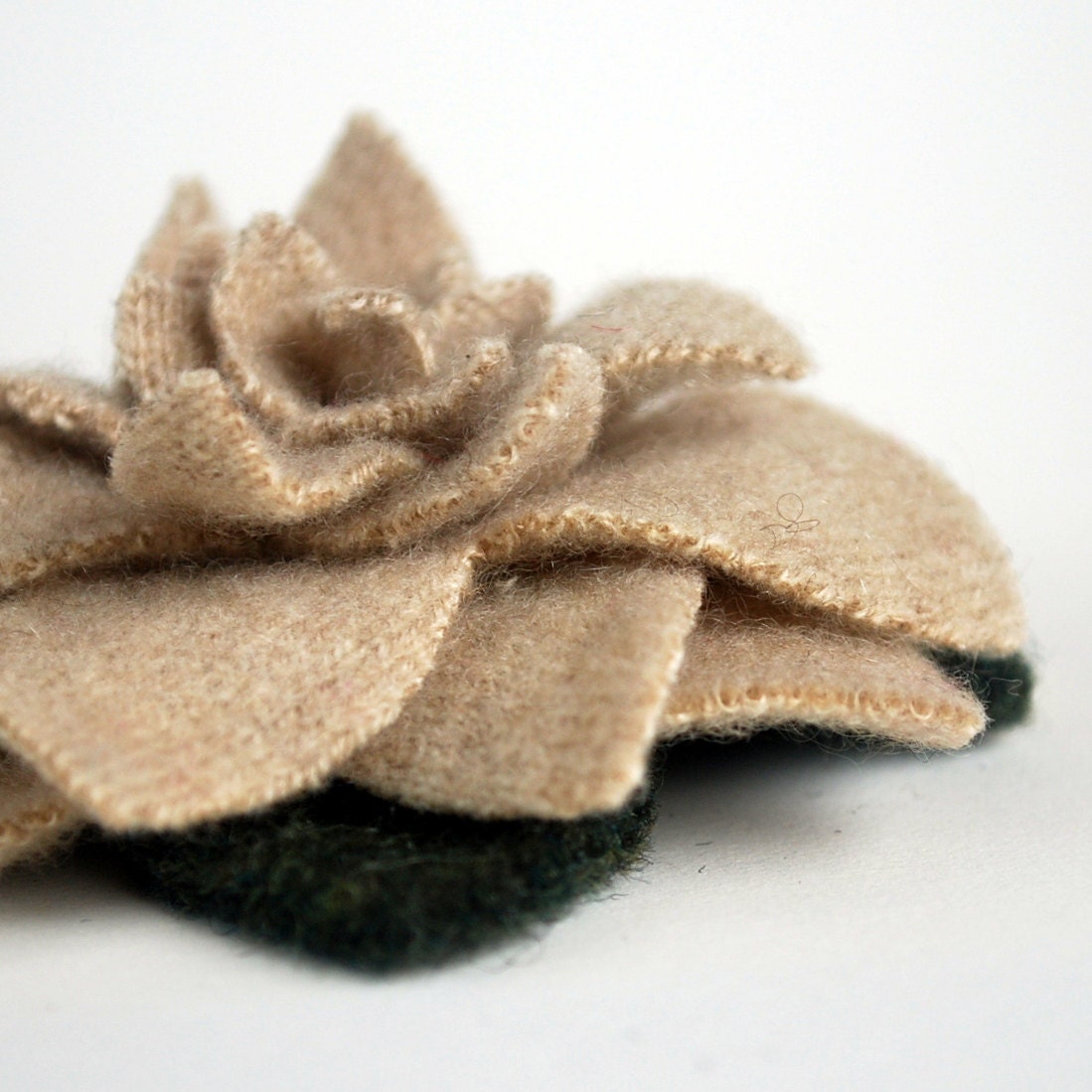 Sand - Recycled Cashmere Rose Brooch