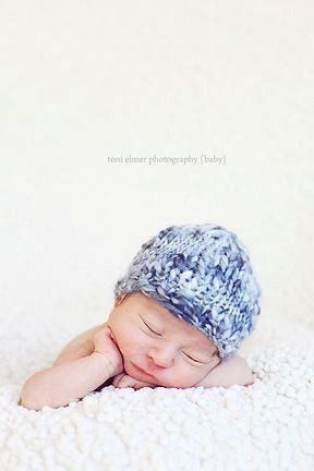 Blue Baby Boy Knit Hat Photography Prop