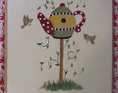 Personalized Teapot Birdhouse Welcome Sign