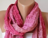 SALE - Winter Accessories, Pink tones mixcolor,  Long Scarf, Wrinkle Shawl