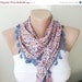 SALE - Blue color blue, red, orange flowers desing with light brown flower lace scarf