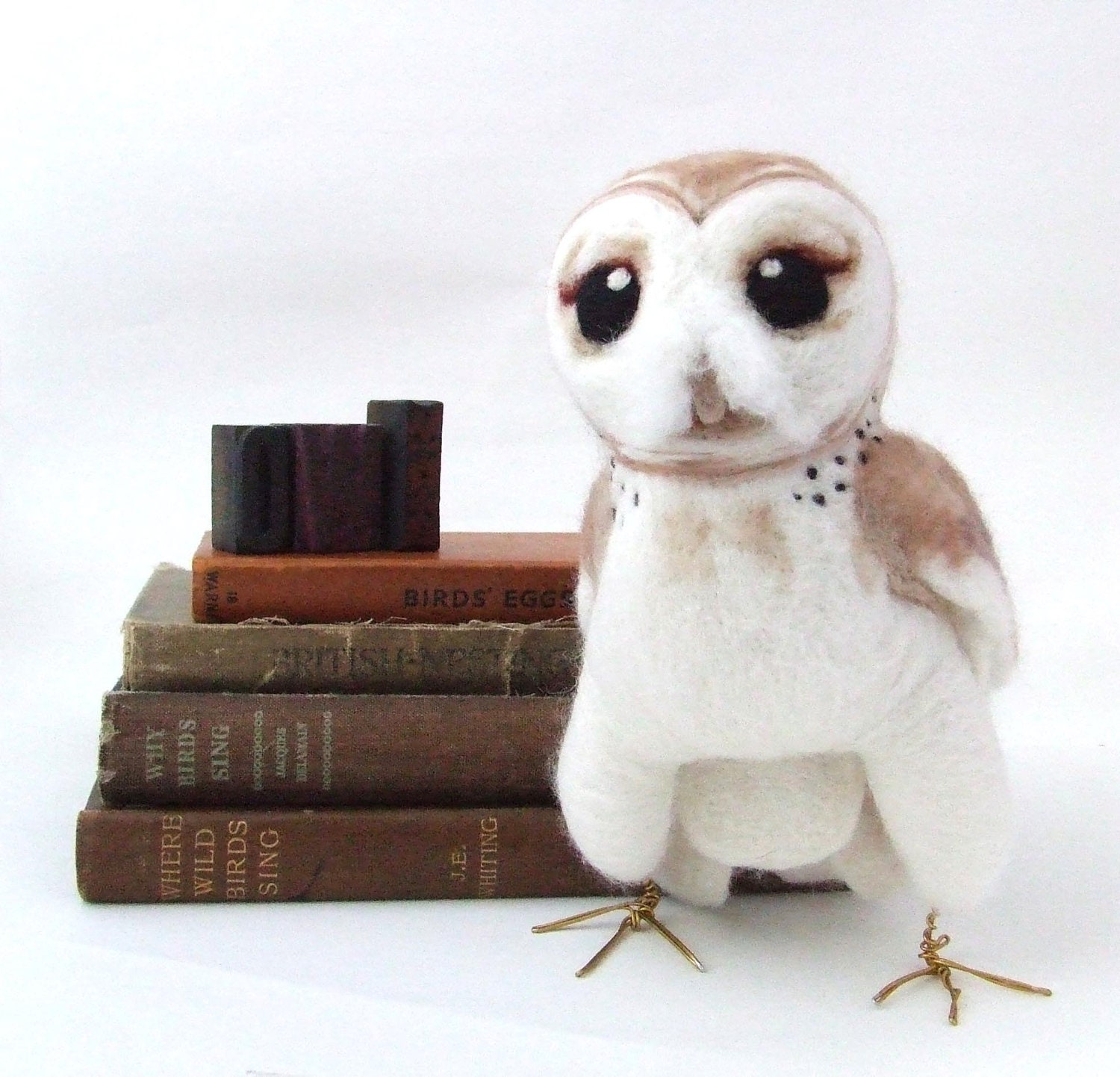 Needlefelted Barn Owl Life Sized Collectible Art Doll Owl