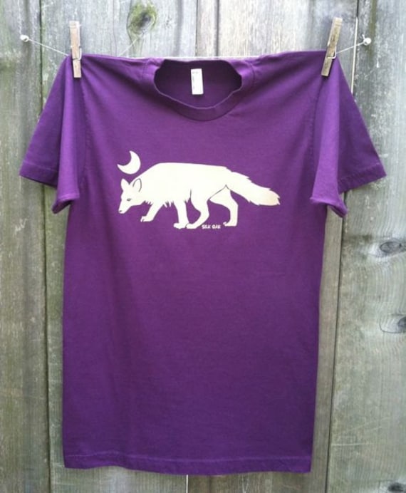 Arctic Fox on an Eggplant Unisex Adult Tee