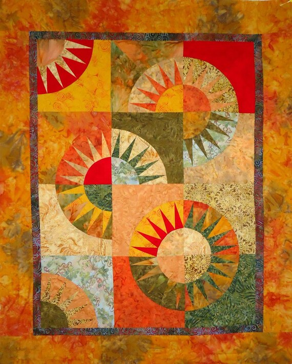 New York Beauty Quilt Top by Patchmker Ready to Quilt in Batiks