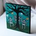 Celebration of Halloween Skeleton Cats Original Folk Art Painting